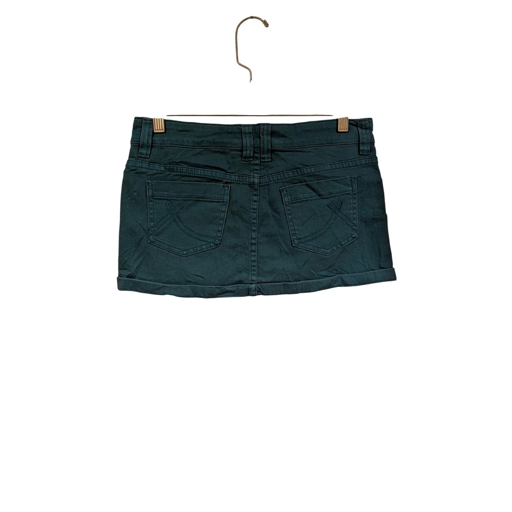 Anchor Blue Teal Blue Denim Mini Skirt Size 1 Y2K Low Rise Stretch Micro Mini - Picture 4 of 6